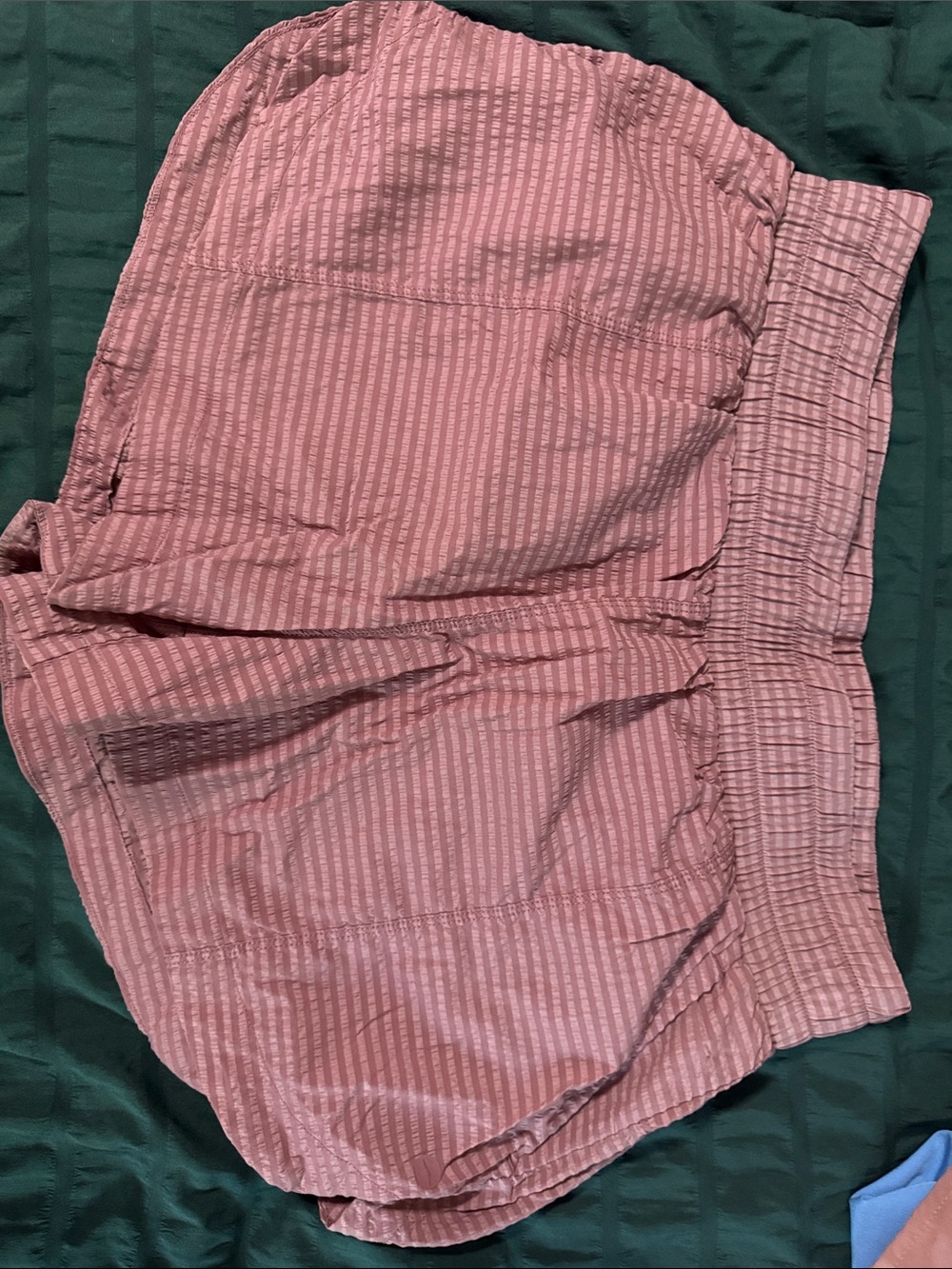 Light Pink Striped Elastic Waist Shorts